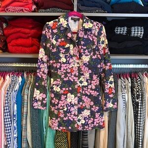 Tara Jarmon pink/brown/blue floral print 4 pocket jacket size XS